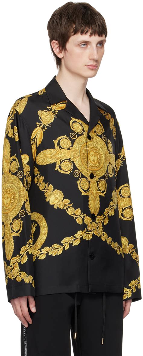 mascherina versace|Versace: Black & Gold Maschera Baroque Shirt .